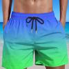 Men Summer Quick-Dry Beach Shorts Elastic Drawstring Waist Fitness Shorts Gradient Color Wide Leg Shorts with Pockets Streetwear