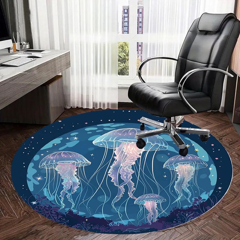 1pc Office Carpet Chair Mats Jellyfish Ocean Night Sky Perfect for Decorating Office Chairs, Living Rooms, Or Bedrooms.YDT112