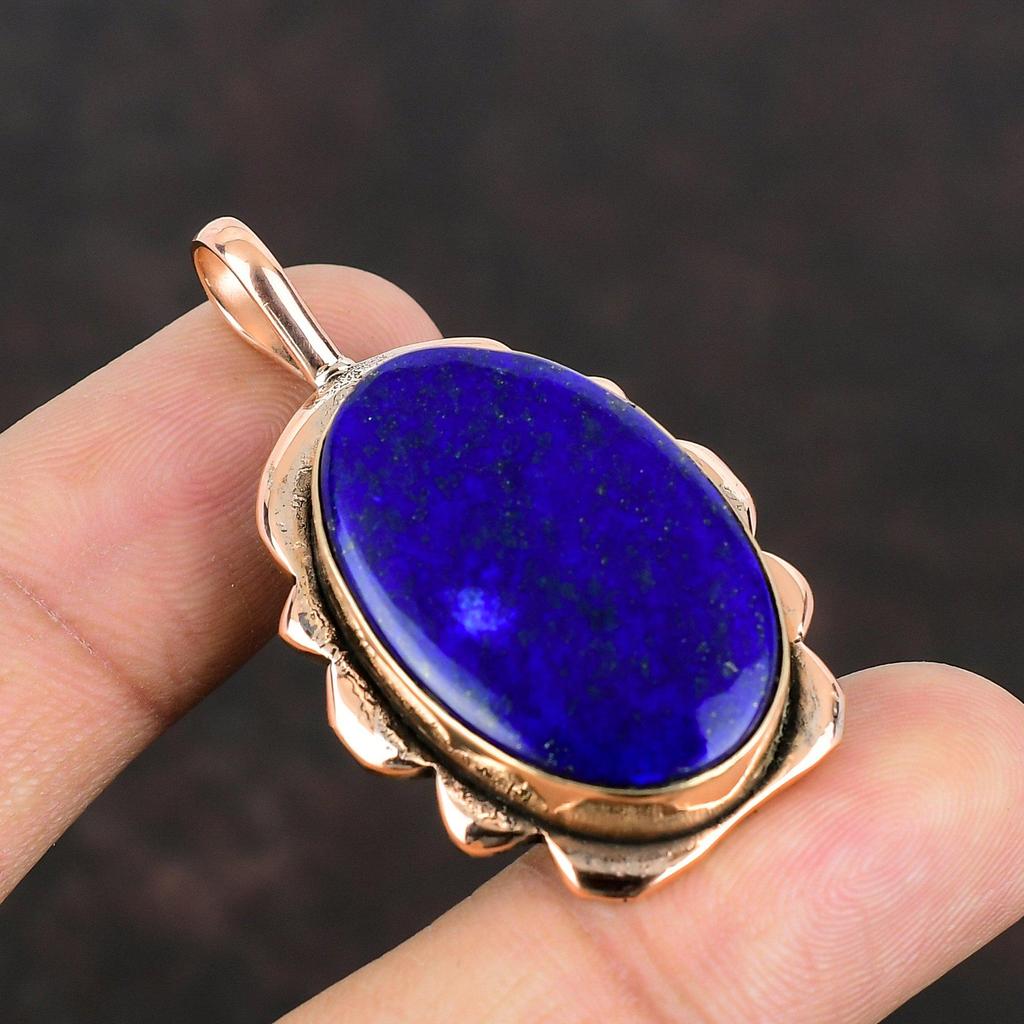 Подвеска из лазурита Медный кулон Подвеска из натурального драгоценного камня Лазурит Ювелирные изделия Ручная работа Медные украшения Свадебные подарки Лучший дизайн подвески