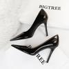 European and American Fashion Super High Heel Shallow Mouth Pointed Bright High Heel Shoes Women's Shoes Single Shoes