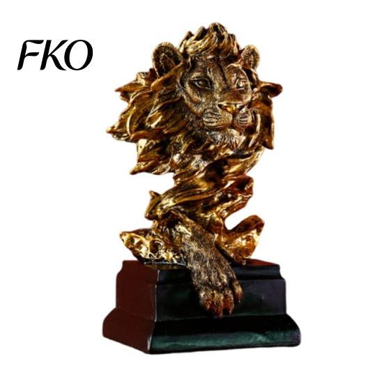 Widened Counterweight Base Resin Animal Head Bust Sculpture, Sandstone Textured Statue, Minimalist European Desktop Decor, Fade-Resistant Modern