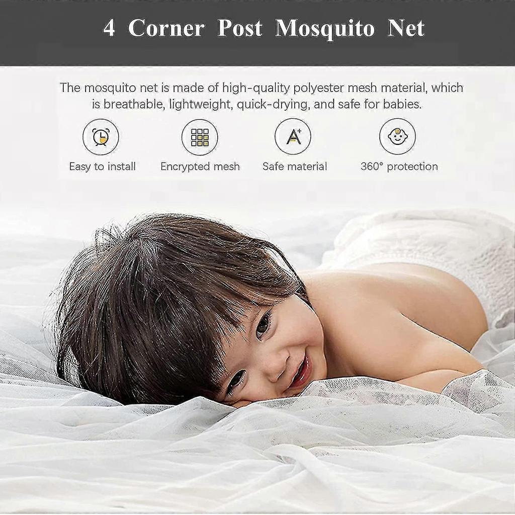 Mosquito Net Fine Mesh Large Square Mosquito Net For Double Bed And Single Bed 190x210x240cm