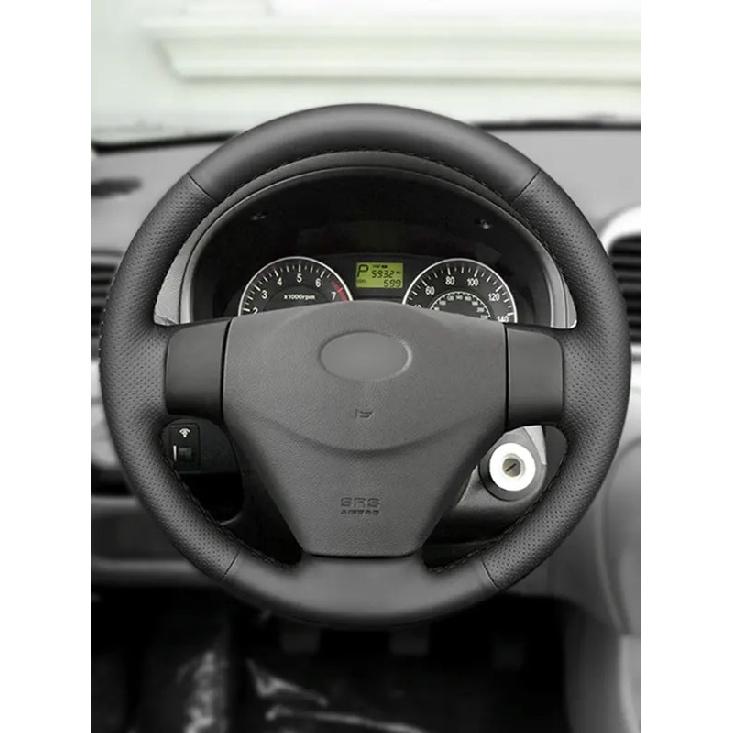 Черная Накладка на Руль Автомобиля Кожаная Отделка Для Hyundai Accent 2006 2007 2008 2009 2010 2011 Getz 2005 Для Kia Rio 5 2006-2009