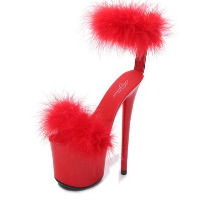 Женские туфли на высоком каблуке, сексуальные непромокаемые босоножки на очень высокой платформе для ночного клуба, каблук 20 см, платформа 10 см, LFD