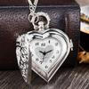 Romantic Silver Heart Shape Design Necklace Pendant Exquisite Quartz Pocket Watch FashionGift Fashion Clock For Female Ladies