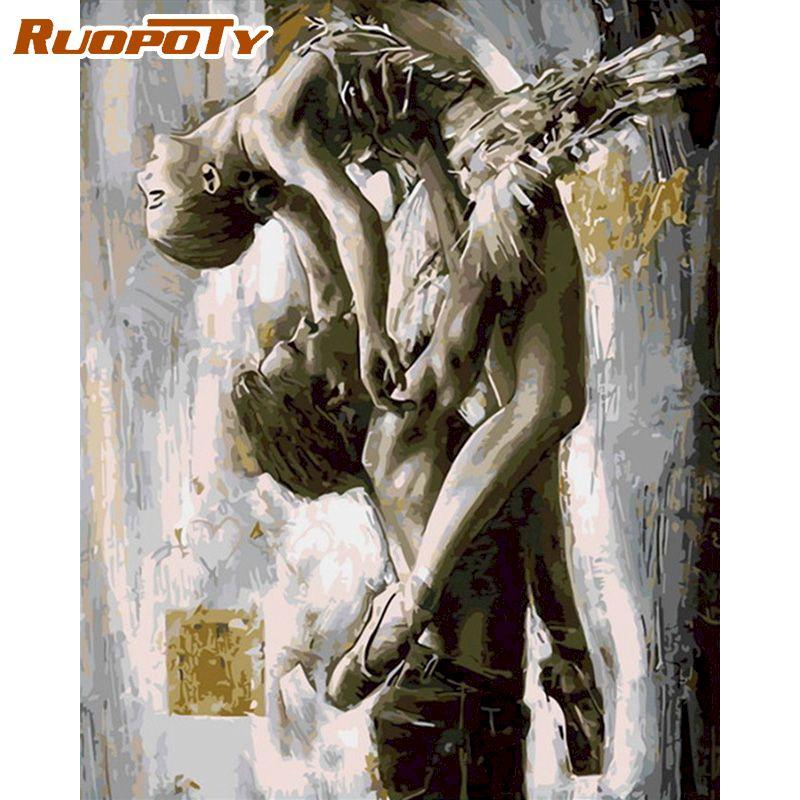 RUOPOTY Картина любовника по номерам, наборы, ручная роспись, рисунок маслом «сделай сам», картина маслом по номерам, украшение для дома, гостиной