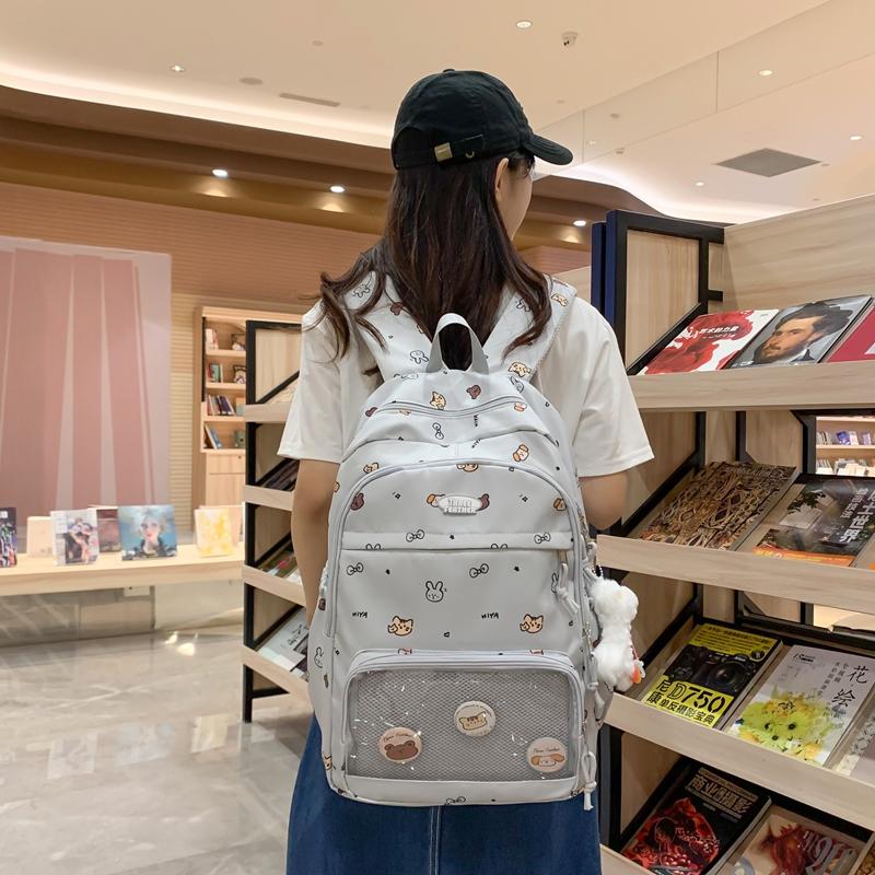 Студенческий школьный рюкзак с мультяшным принтом, легкий рюкзак большой вместимости