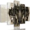 Five Piece Picture Canvas Print, Wolf In Front of a Forest - Brown