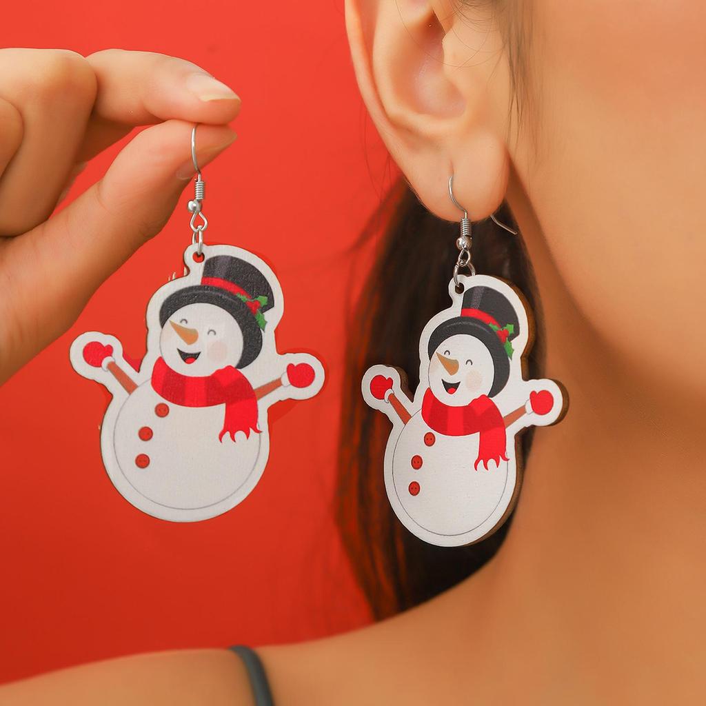 Trendy Snowflake & Santa Wooden Christmas Earrings
