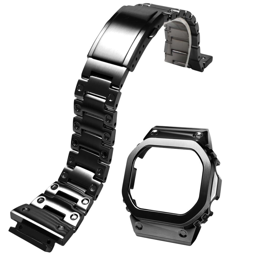 MOD Kit Metal Watch Bezel 316 Stainless Steel Compatible with Casio and Case, Band, Strap, Bracelet, G-SHOCK Men's DW-H5600 (Black Set)