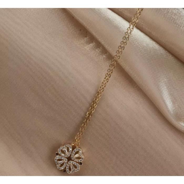 Necklace - Pretty - Four-leaf Clover - Hollow Pendant - Alloy - 46 Cm Chain