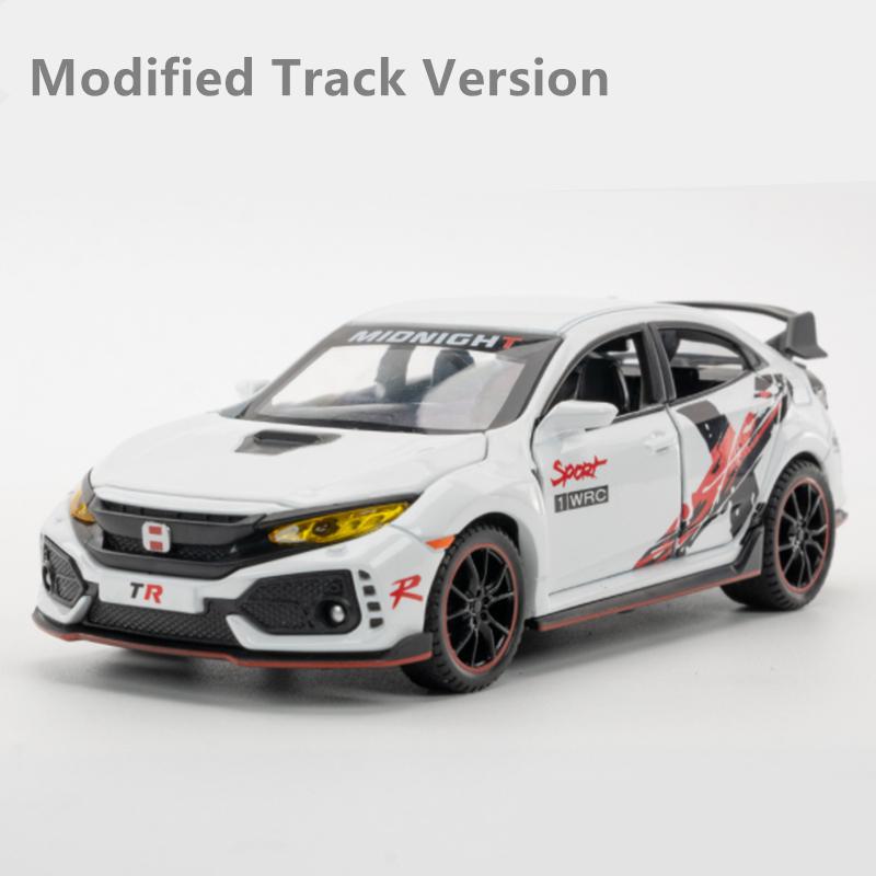 FIQ1 1:32 HONDA CIVIC TYPE-R Металлическая модель автомобиля Литье под давлением и игрушечные транспортные средства Металлическая модель спортивного автомобиля Звук и свет Коллекция Подарок для детей