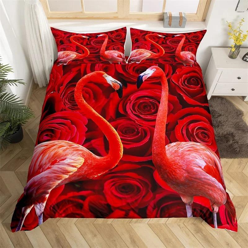 Highland Cow Bedding Set Farm Animal Duvet Cover Single King Queen Red Rose Comforter Cover Micr
