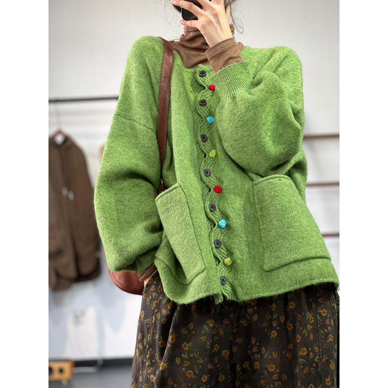 DIMANAF Зима Плюс Размер Осень Женщины Твердые Пуговицы Свитера Куртка Вязание Мода Оверсайз Повседневный Стиль Свободный Кардиган Свитер