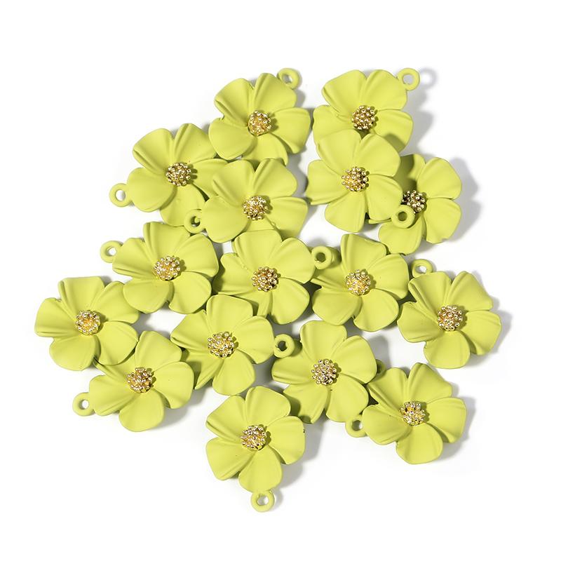 Colored Five Petal Flower Pendant Women Summer Lovely Bracelets Necklace Charms Diy Alloy Jewelry Making Accessories