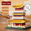Lego-Compatible Micro-Particles: Yellow Crane Tower Suzhou Garden Chinese-Style Building Blocks