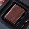 Мужской трехскладной кошелек Shilaidun из натуральной кожи с RFID-защитой - Верхний слой коровьей кожи, защита от кражи, ретро-стиль.