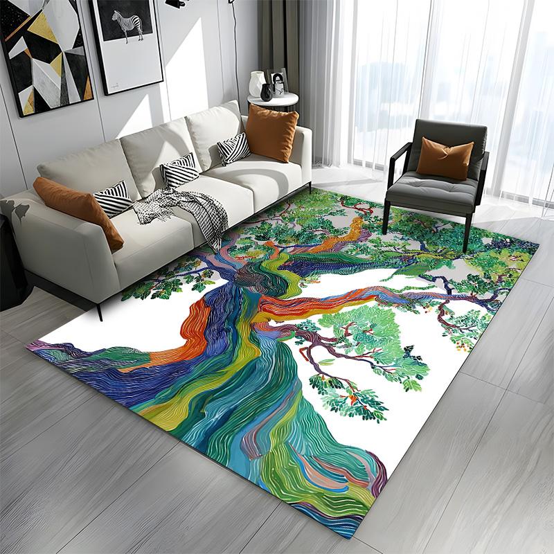 Colorful Abstract Tree Design Patterned carpet a non slip rug suitable for all seasons and any setting, gift