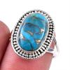 Кольцо из стерлингового серебра 925 пробы с натуральным синим медным бирюзовым камнем S.7 W0C42