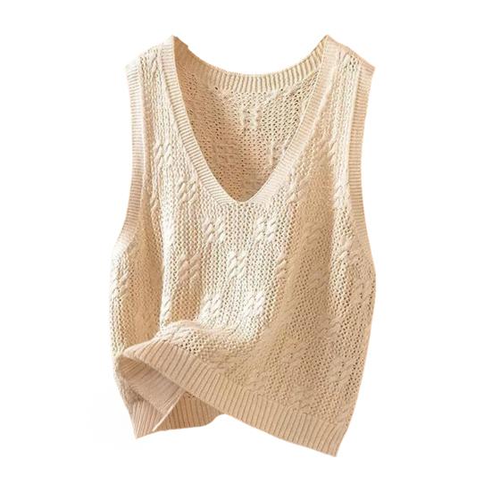 Knitted Tank Top for Women V Neck Sleeveless Hollow Out Crochet Camisole Top Summer