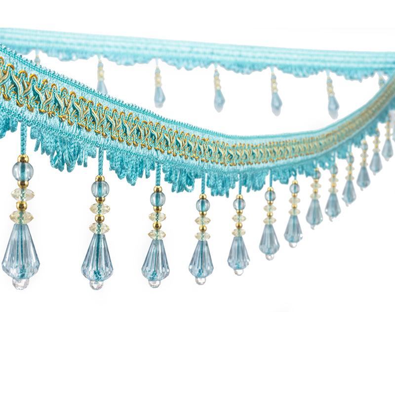 11.5 Meter Curtain Tassel Trim Pumpkin Crystal Bead Ribbon For Sewing Curtain Fringe Macrame Decoration Upholstery Fabric