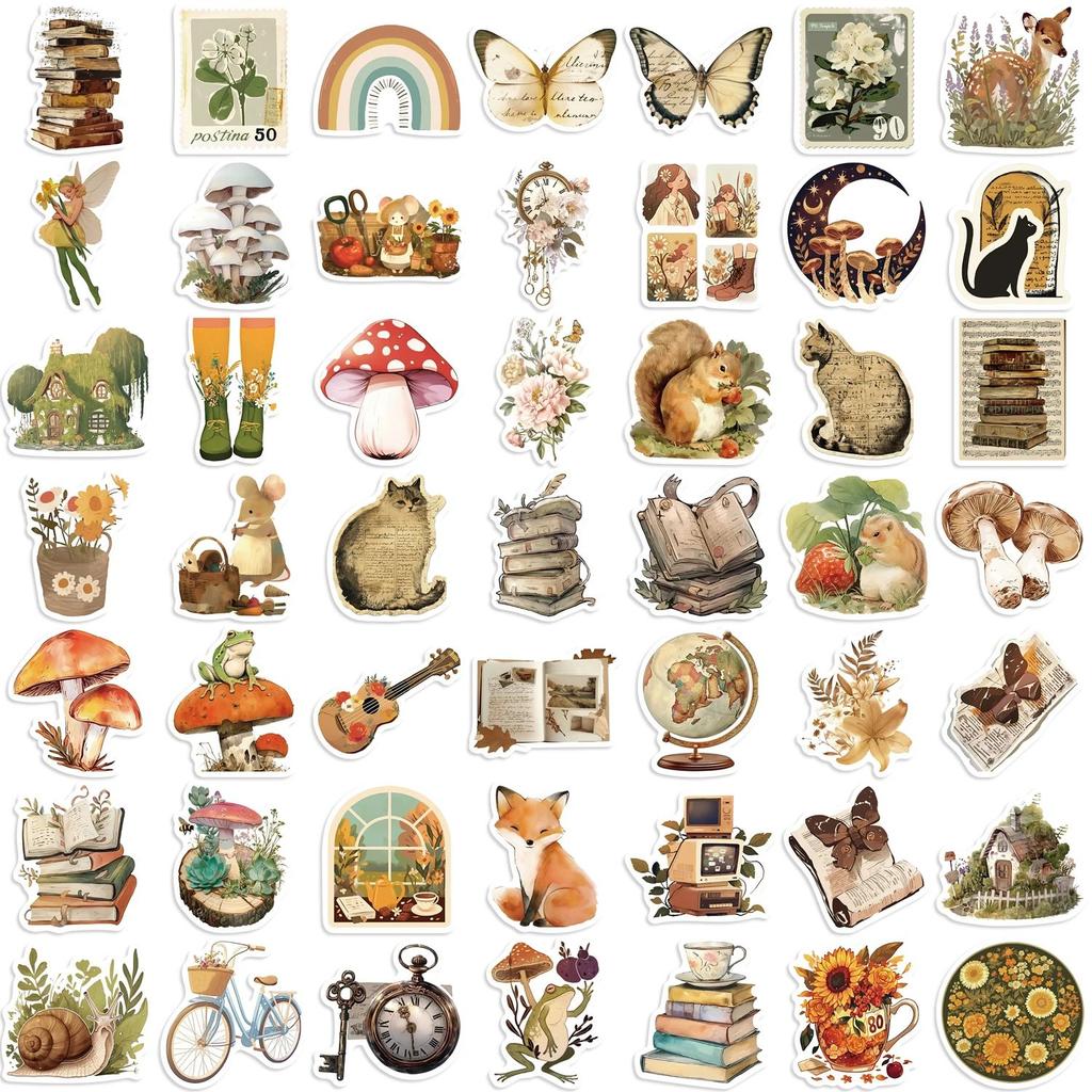 50PCS Creative Fairy Tale Animal Book Illustrations Fairy Tales Stickers Guitar Cartoon Wall Luggage Decals Classic Stickers