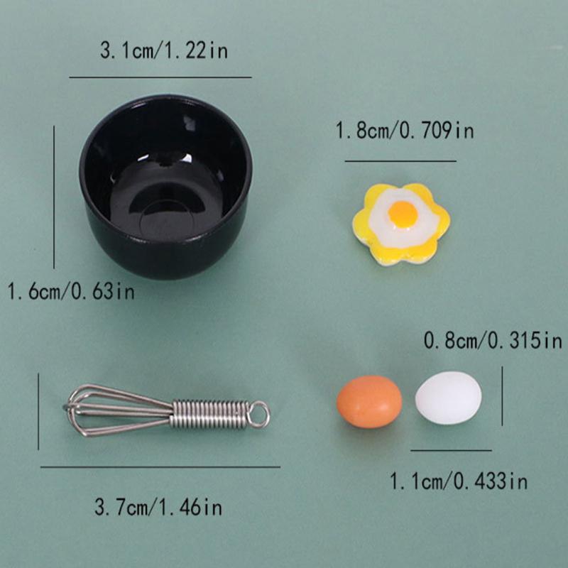 10Pcs/Set Dollhouse Miniature Simulation Mini Bowl Egg Fryer Egg Beater Food Modle Diy Doll House Accessories Furniture Decor