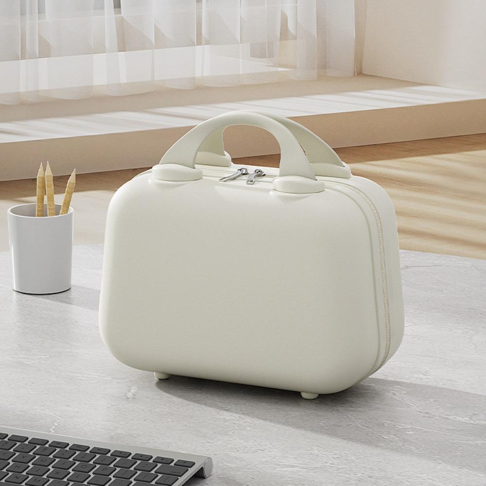 Square Box Solid Color Suitcase Large Capacity Makeup Case Casual 14-inch Cosmetic Cases  Women
