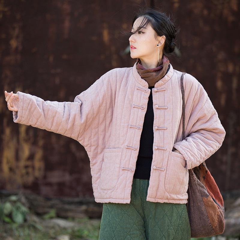 Женское зимнее стеганое пальто из рами и хлопка - Роба в стиле странствующего дзен