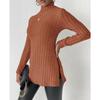 Winter Women's High Neck Slim Waist Under Split Long Sleeve Sweater