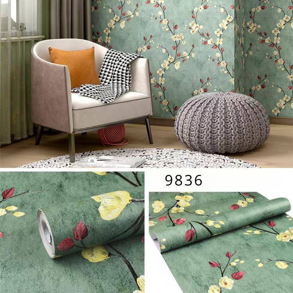 Европейский стиль Самоклеящиеся обои Водонепроницаемые Обои для гостиной Спальни Цветы Контактная бумага Наклейки для украшения дома