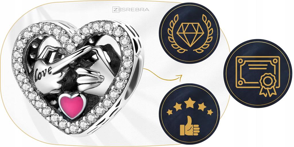 Charms Heart Love Oath Bead Pr 925