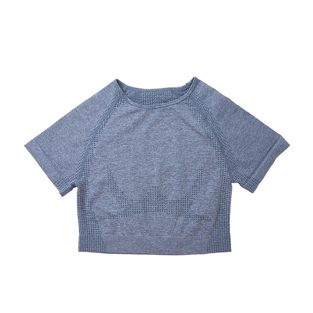 Женский бесшовный костюм для йоги с коротким рукавом - Влагоотводящая, быстросохнущая фитнес-футболка