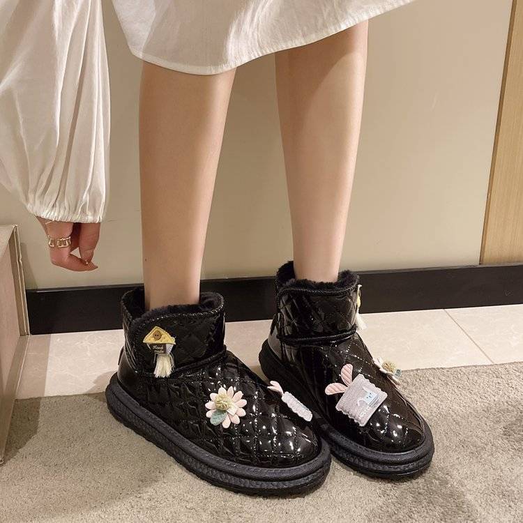 Зимние ботинки женские корейские версии бархатные утолщенные короткие ботинки осень и зима универсальные теплые нескользящие хлопковые ботинки