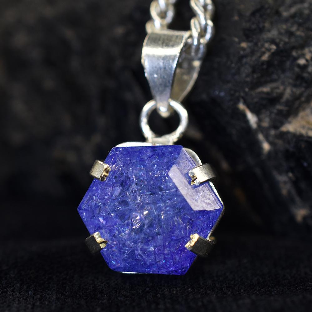 Сертифицированный натуральный танзанит цвета «фэнси» 30,45 карата, кулон из стерлингового серебра MY.PD-176-NS