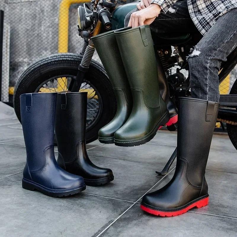 Модные резиновые сапоги для мужчин, водонепроницаемые, устойчивые, фермерские, мужские, высокие, длинные, грязевые, городские, резиновые, оригинальные, износостойкие, новые