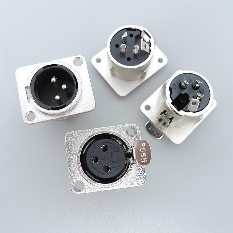 1pcs XLR 3pin Male or Female Panel Power Mount Socket Audio Microphone Jack Plug Connector Silver Copper Contact XLR Metal