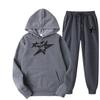 Direct supply Printed hooded sweater sweatpants set Loose casual men's sweater set Manufacturers have a large number of spot