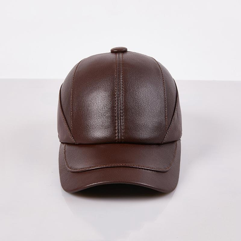 Бейсболка повседневная модная шляпа осень и зима плюс бархатная кепка кожаная бейсболка для мужчин