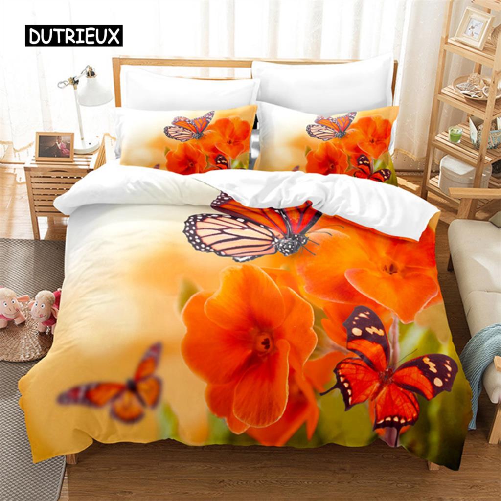 Flower Butterfly Bedding Set Duvet Cover Set 3d Bedding Digital Printing Bed Linen Queen Size Bedding Set Fashion Design