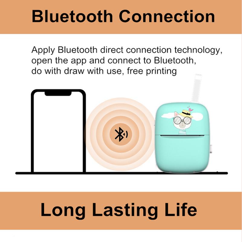 Смартфон IOS Android цифровой мгновенный фотопринтер милый портативный мини-BT беспроводной термопринтер