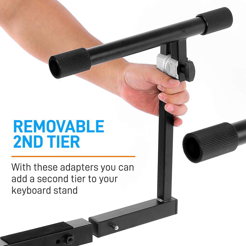 PYLE Heavy-Duty Digital Keyboard Stand: Multifunctional Portable Z-Shaped Music Stand with 2 Tiers and Adjustable Height, Ideal for Digital