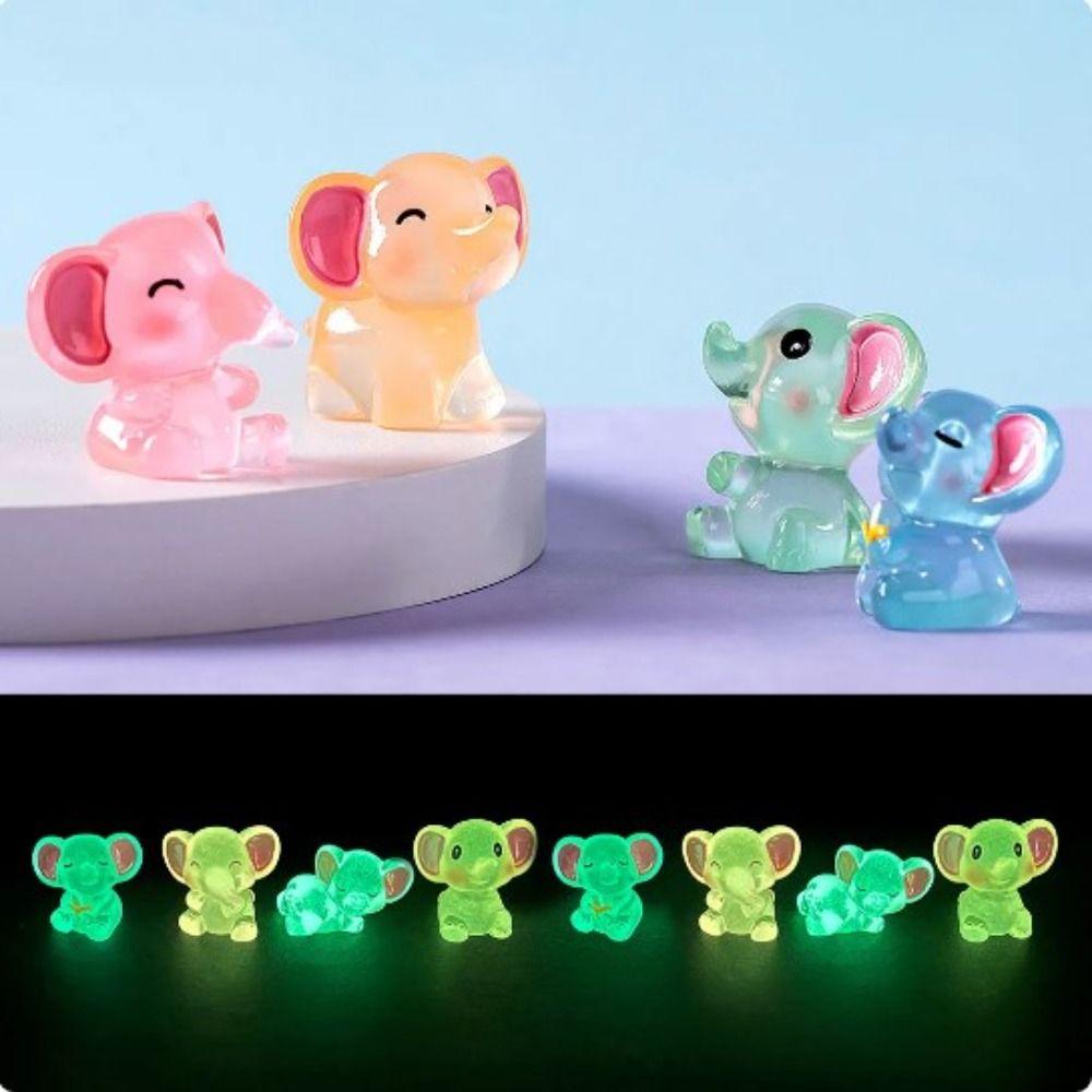 Micro Landscape Ornament Creative Cartoon Figure Resin Crafts Landscape Luminous Elephant Tabletop Ornament Handicraft