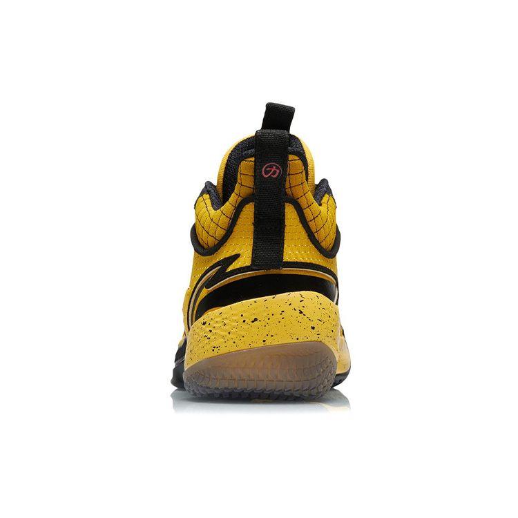 Li Ning Competition Wear Resistant Non Slip Mid Top Basketball Shoes Men Sneakers Yellow Black ABAR083-6