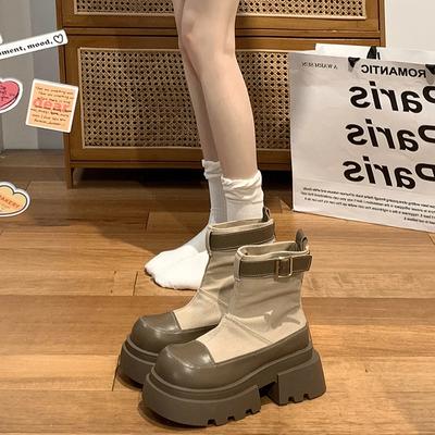 Женские ботильоны на платформе в британском стиле, модные, элегантные, современные, короткие, осенне-зимние, на толстом каблуке, женские туфли