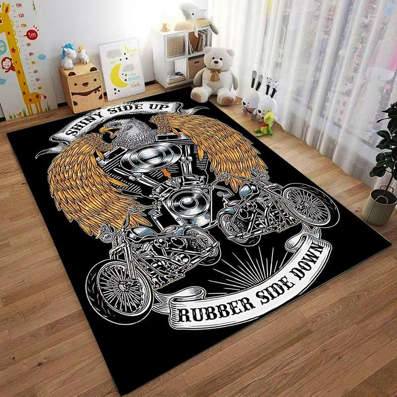 Eagle & Motorcycle Engine Art suitable as a non-slip mat for the living room or bedroom sofa