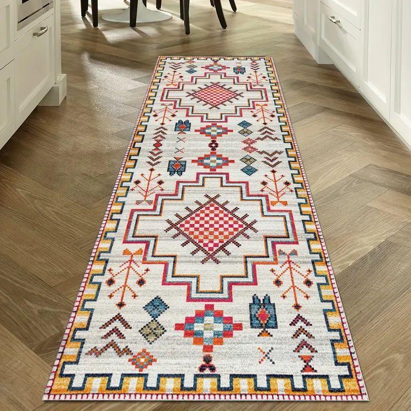 Washable Hallway Runner Rug for Home Decor Vintage Long Kitchen Carpets with Non Slip Backing Rug for Living Room Bedroom