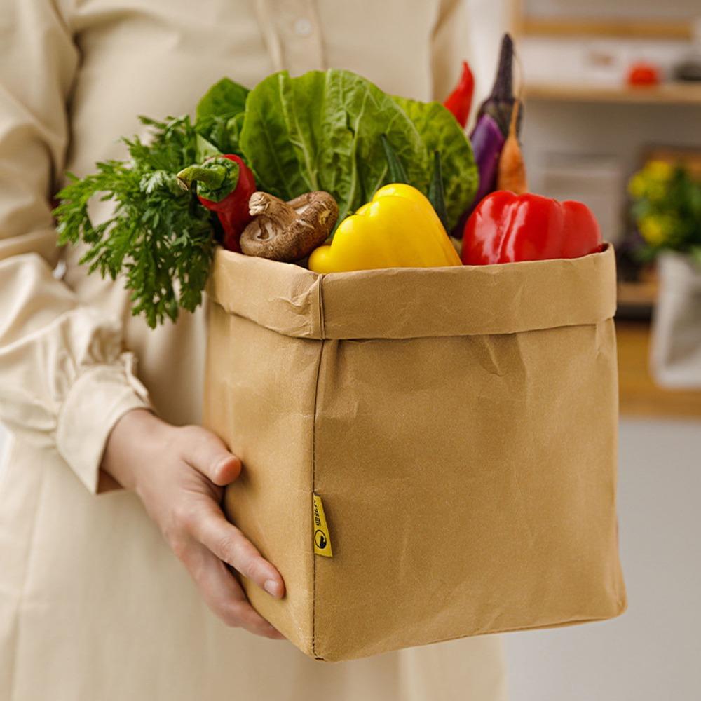 Washable Kraft Paper Bag Waterproof Washed Kraft Paper Snacks Bags Waterproof Bag  Food Storage