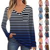 Women's Fashion Long Sleeve V-Neck Pullover Printed T-Shirt Top With Pocket