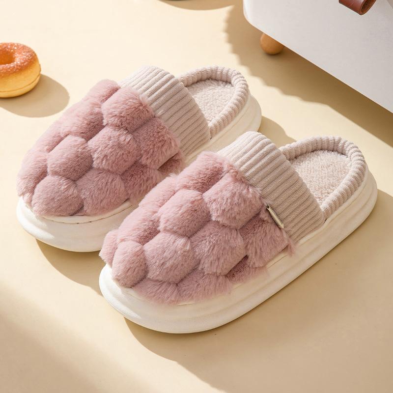 Новые осенние и зимние тапочки из хлопка на толстой подошве, женские домашние нескользящие утолщенные парные плюшевые тапочки из хлопка